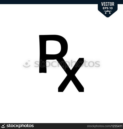 RX sign collection in glyph style. Solid color vector