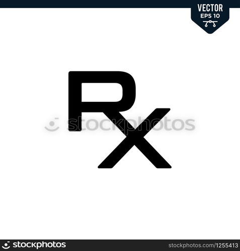 RX sign collection in glyph style. Solid color vector