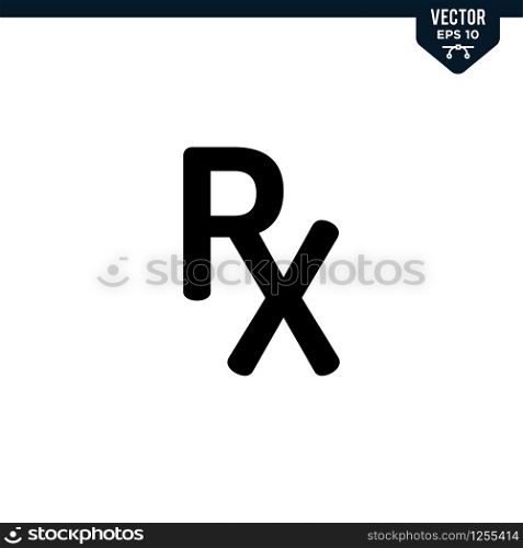 RX sign collection in glyph style. Solid color vector