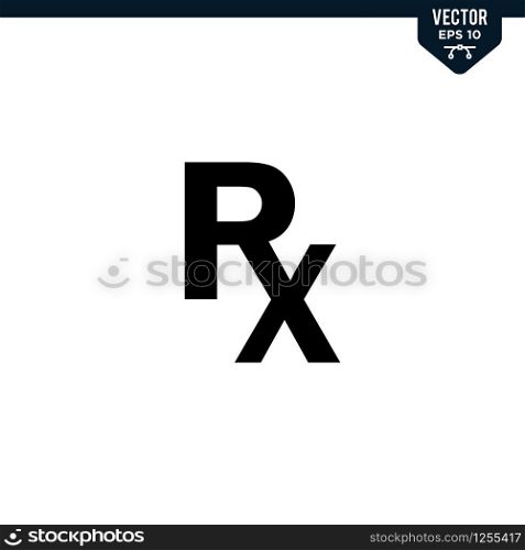 RX sign collection in glyph style. Solid color vector