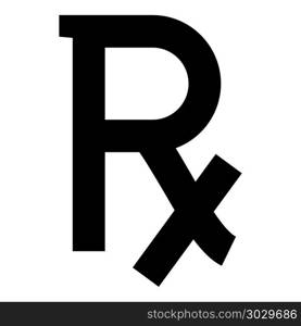 Rx symbol prescription icon black color vector illustration flat style simple image