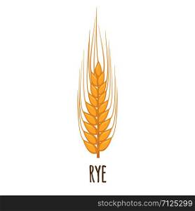 Rye or Wheat ear with grains isolated on white background. Harvest icon. Vector illustration.. Rye or Wheat ear with grains isolated on white.
