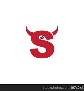S initial letter with devil horn logo vector design