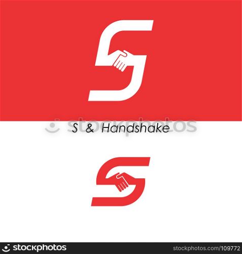 S - Letter abstract icon & hands logo design vector template.Teamwork and Partnership concept.Business offer and Deal symbol.Vector illustration