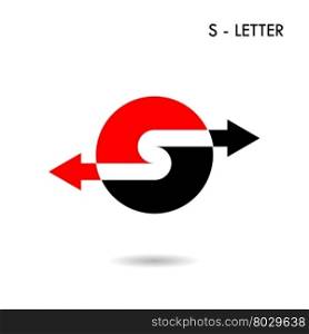 S-letter icon abstract logo design and Arrow symbol.Creative S-alphabet and Arrow symbol.Vector illustration