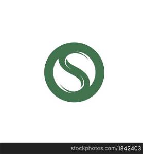 S letter leaves circle icon vector design concept web template