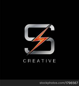 S Letter Logo, Abstract Techno Thunder Bolt Vector Template Design.
