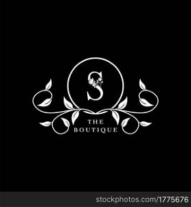 S Letter Logo Boutique Luxury Nature Floral Flower. Monogram vector design concept letter and floral flower with leaf for initial, fashion brand, and luxuries business identity.