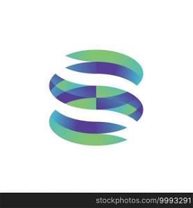S Letter Logo Design with Ribbon Effect and Bright color Gradient. Colorful rounded Letter 