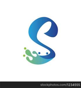 S letter logo design with water splash ripple template