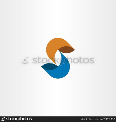 s letter logo icon symbol orange blue vector