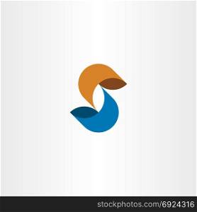 s letter logo icon symbol orange blue vector