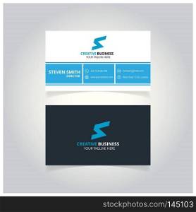 S letter logo Minimal Corporate Business card with Dark Blue, Light Blue and White Color. For web design and application interface, also useful for infographics. Vector illustration.