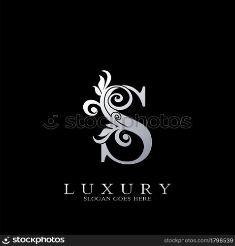 S Letter Logo Monogram Luxury Initial Logo vector template design silver.