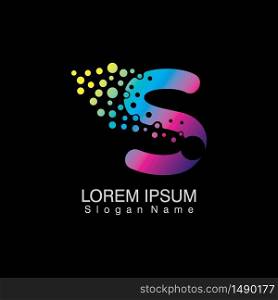 S Letter Logo with dots gradient design. company Alphabet vector template