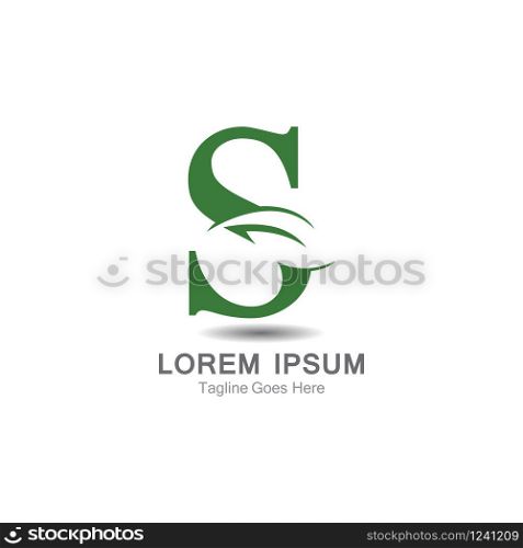 S Letter logo with leaf concept template design