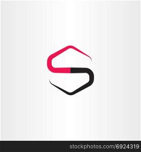 s letter red black icon vector