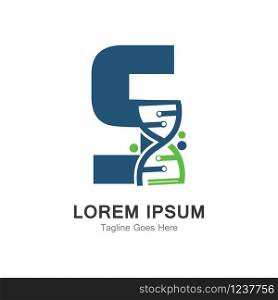 S letter with DNA logo creative design template