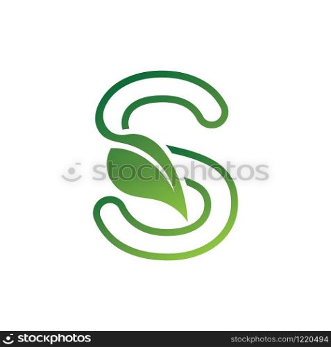S Letter with leaf logo or symbol concept template design