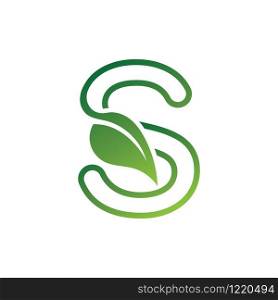 S Letter with leaf logo or symbol concept template design