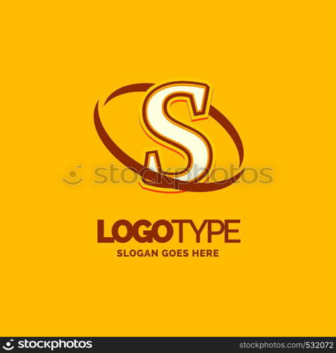 S Logo Template. Yellow Background Circle Brand Name template Place for Tagline. Creative Logo Design