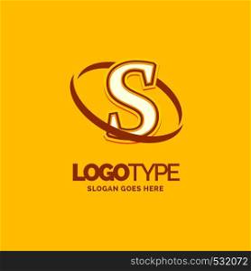 S Logo Template. Yellow Background Circle Brand Name template Place for Tagline. Creative Logo Design
