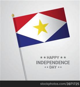 saba Independence day typographic design with flag vector
