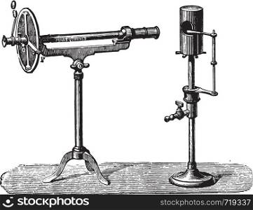 Saccharimeter at twilight, vintage engraved illustration. Industrial encyclopedia E.-O. Lami - 1875.