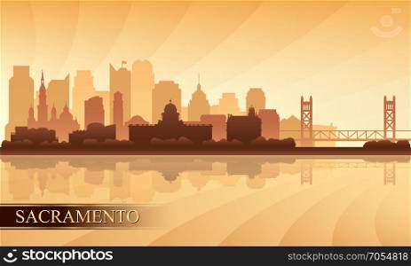 Sacramento city skyline silhouette background, vector illustration