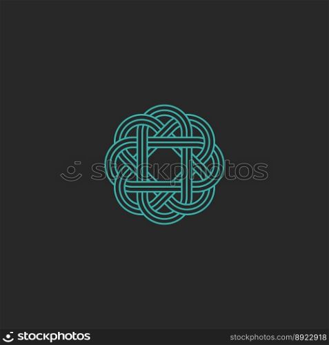 Sacred geometric logo turquoise intersection line vector image