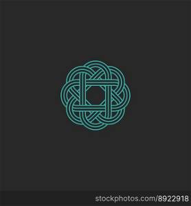 Sacred geometric logo turquoise intersection line vector image