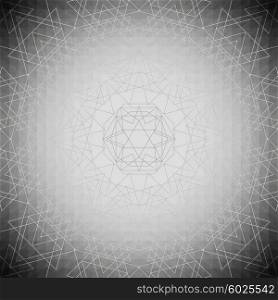 Sacred geometry, triangle design gray background. Abstract vector illustration.