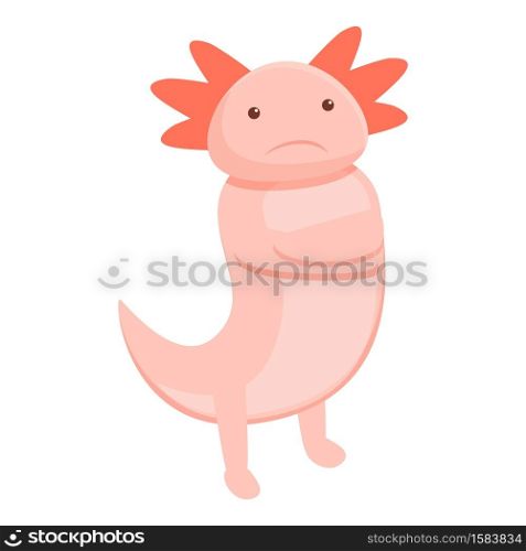 Sad axolotl icon. Cartoon of sad axolotl vector icon for web design isolated on white background. Sad axolotl icon, cartoon style