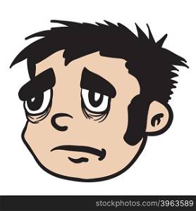 sad boy face cartoon illustration