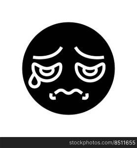 sad emoji glyph icon vector. sad emoji sign. isolated symbol illustration. sad emoji glyph icon vector illustration
