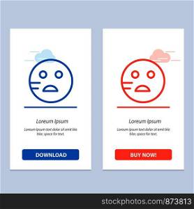 Sad, Emojis, School Blue and Red Download and Buy Now web Widget Card Template