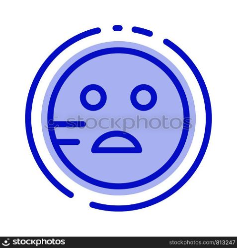 Sad, Emojis, School Blue Dotted Line Line Icon
