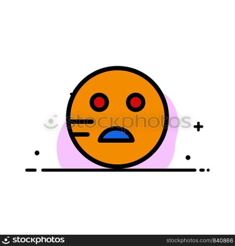 Sad, Emojis, School Business Flat Line Filled Icon Vector Banner Template