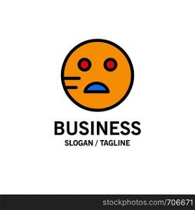 Sad, Emojis, School Business Logo Template. Flat Color