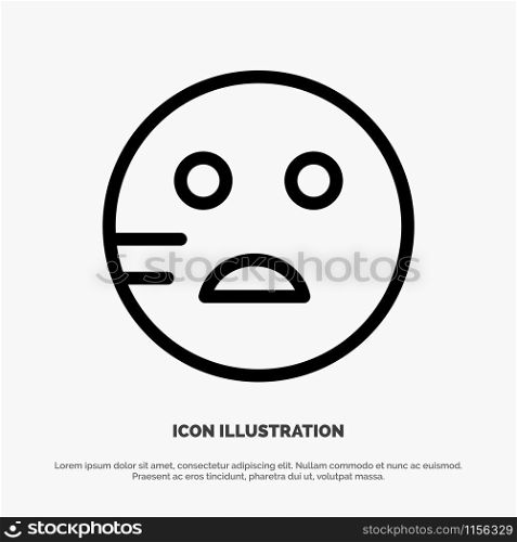 Sad, Emojis, School Line Icon Vector