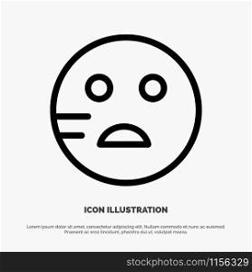 Sad, Emojis, School Line Icon Vector