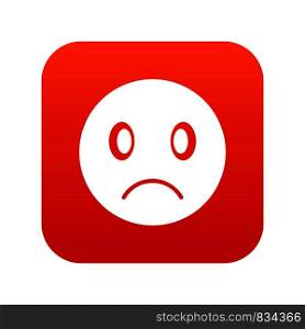 Sad emoticon digital red for any design isolated on white vector illustration. Sad emoticon digital red