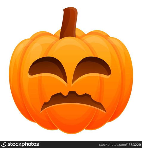 Sad evil pumpkin icon. Cartoon of sad evil pumpkin vector icon for web design isolated on white background. Sad evil pumpkin icon, cartoon style