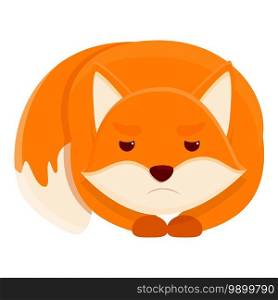 Sad fox icon. Cartoon of sad fox vector icon for web design isolated on white background. Sad fox icon, cartoon style