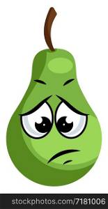 Sad green pear illustration vector on white background