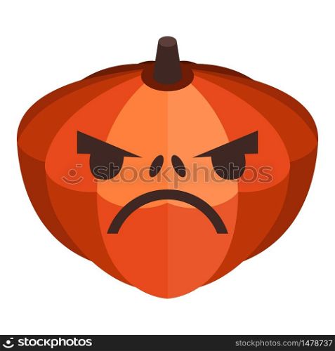 Sad holiday pumpkin icon. Isometric of sad holiday pumpkin vector icon for web design isolated on white background. Sad holiday pumpkin icon, isometric style