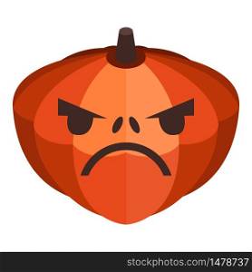 Sad holiday pumpkin icon. Isometric of sad holiday pumpkin vector icon for web design isolated on white background. Sad holiday pumpkin icon, isometric style