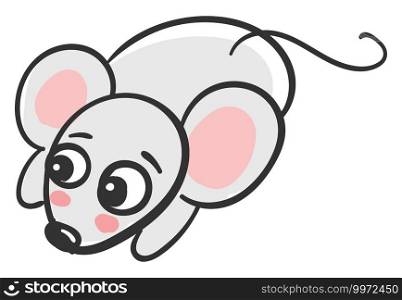 Sad little mouse, illustration, vector on white background