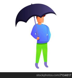 Sad man with umbrella icon. Cartoon of sad man with umbrella vector icon for web design isolated on white background. Sad man with umbrella icon, cartoon style