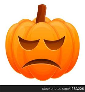Sad pumpkin icon. Cartoon of sad pumpkin vector icon for web design isolated on white background. Sad pumpkin icon, cartoon style
